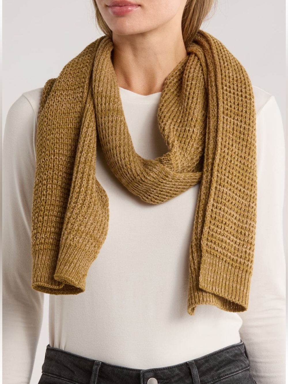 AllSaints Angled Stitch Marled Scarf Khaki Multi Oversized Knit NWT Neutral Luxe